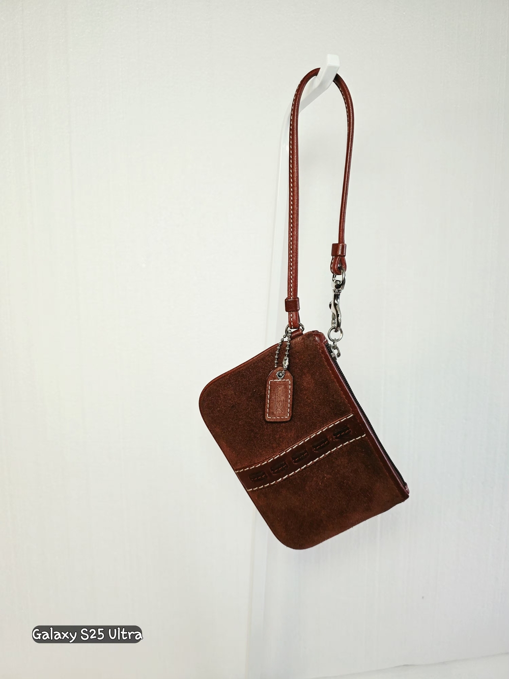 Vintage Coach Hamptons Burgundy Suede Wristlet Pouch Pristine